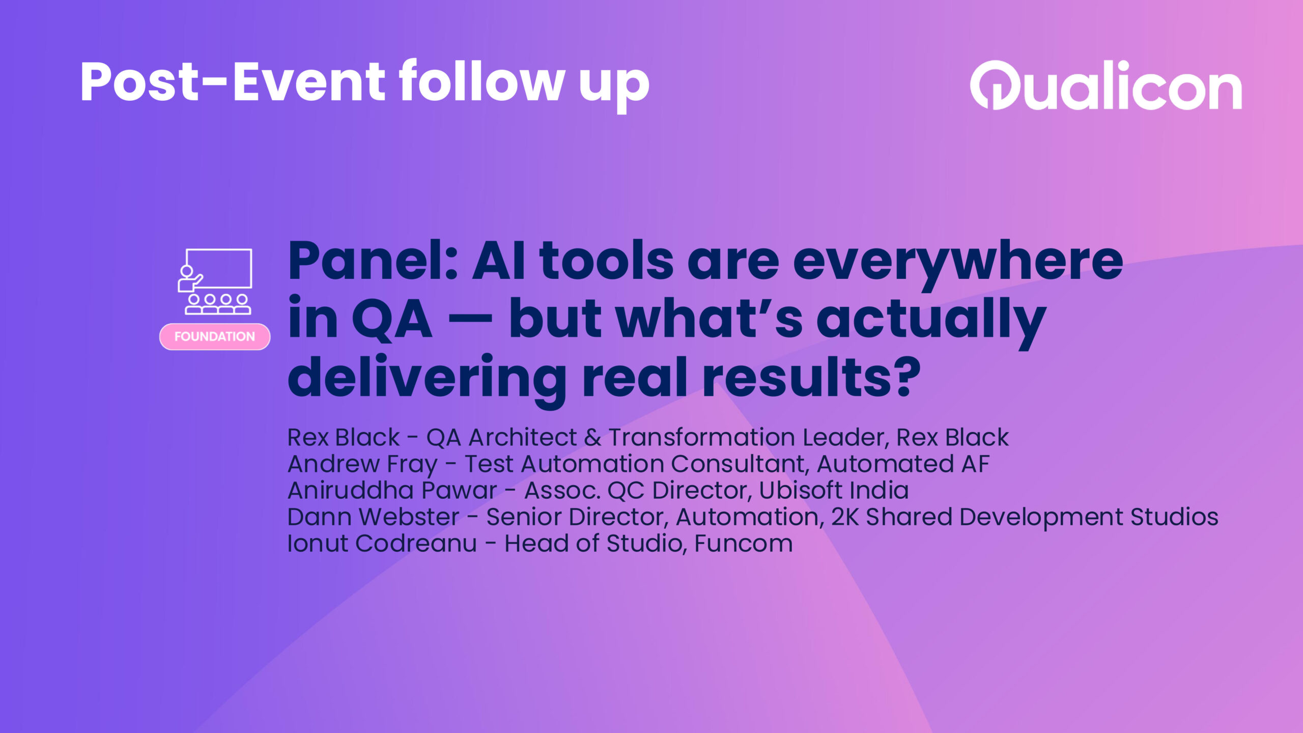 Qualicon 2026 AI Panel follow-up